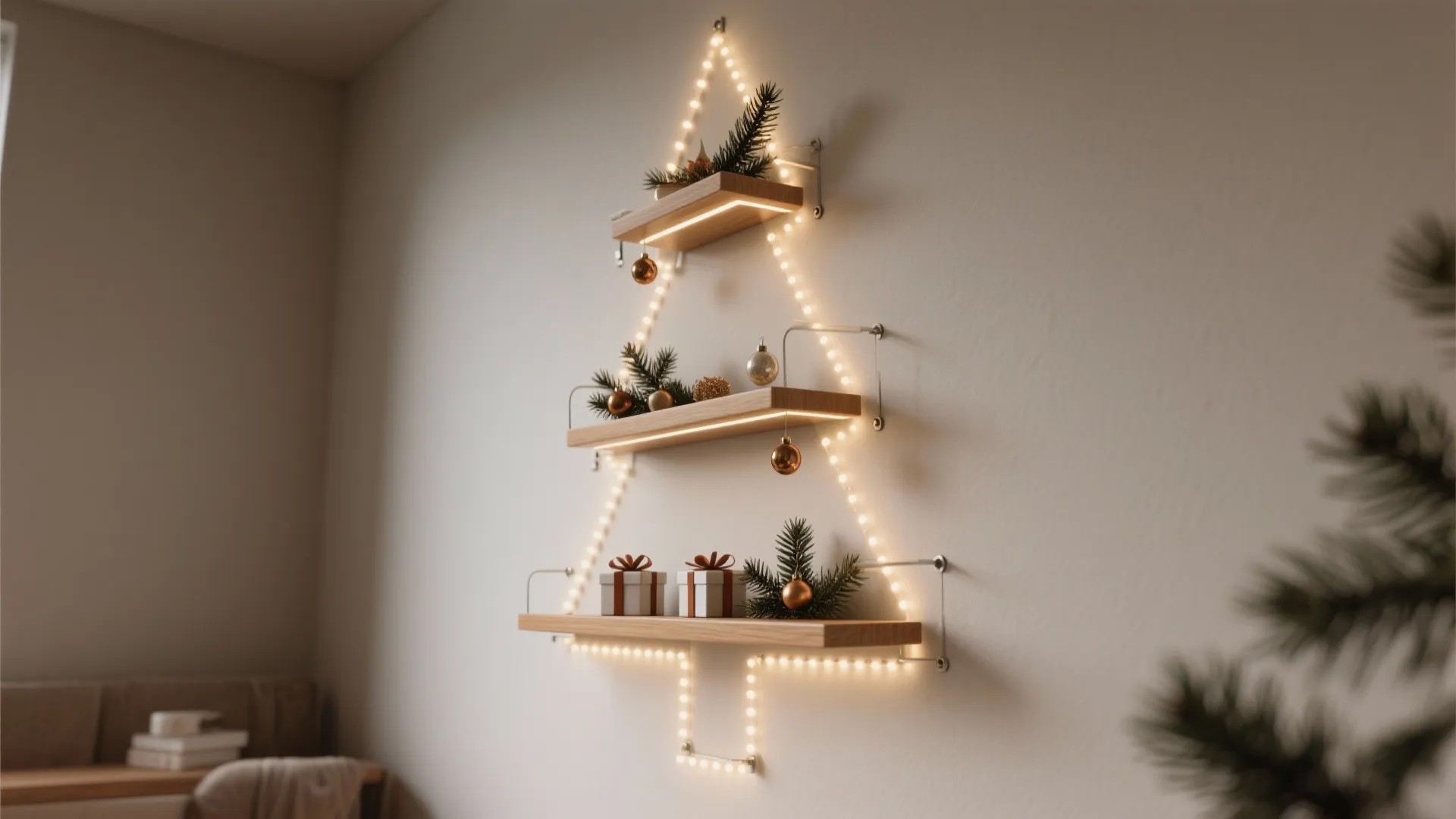2. Wall-mounted shelf tree