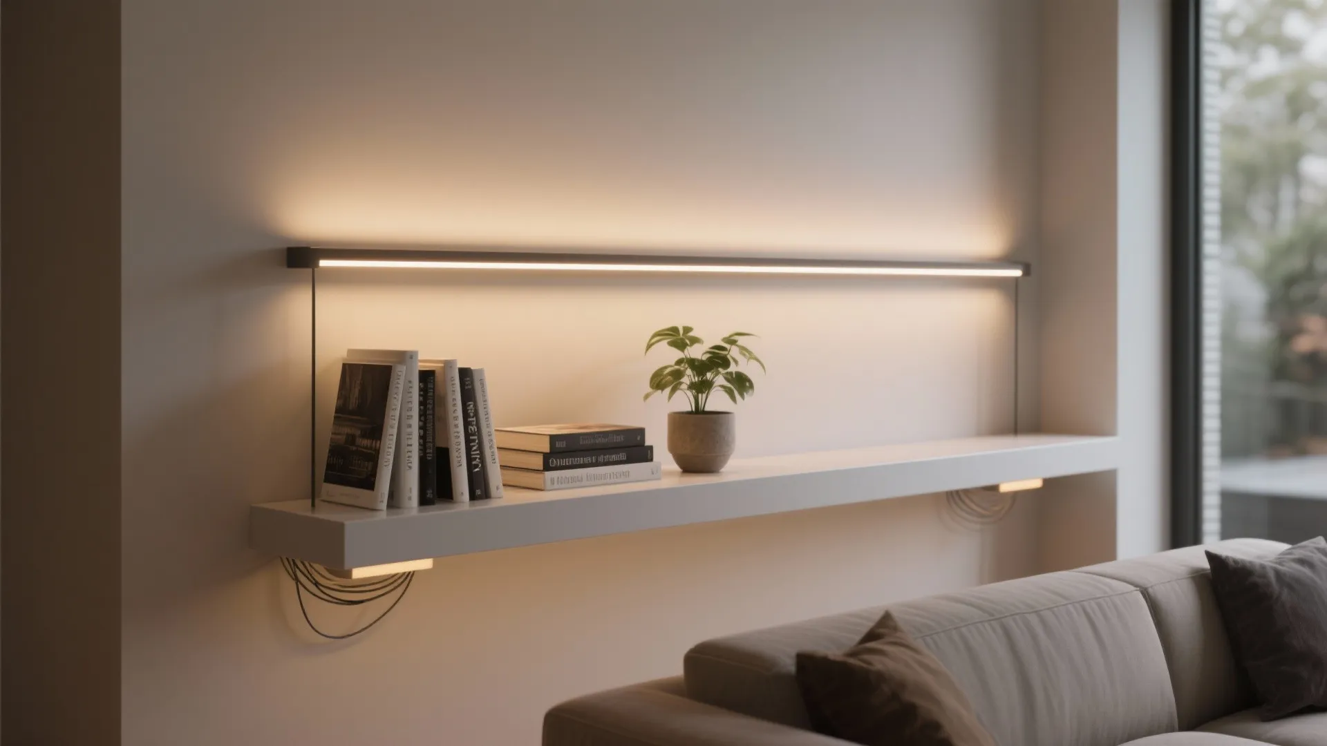 2. Use linear track as a sleek shelf uplight
