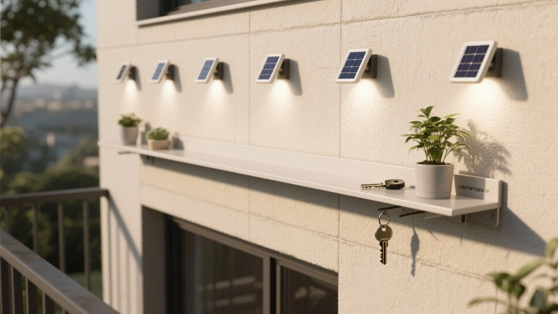 4. Integrated Shelving with Built-in Solar Lighting
