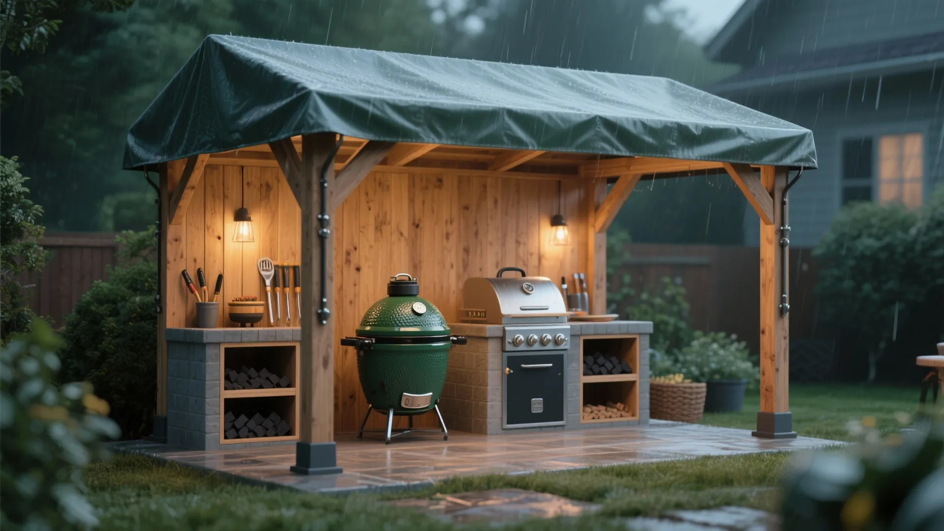 5. Weatherproof shelter and integrated storage