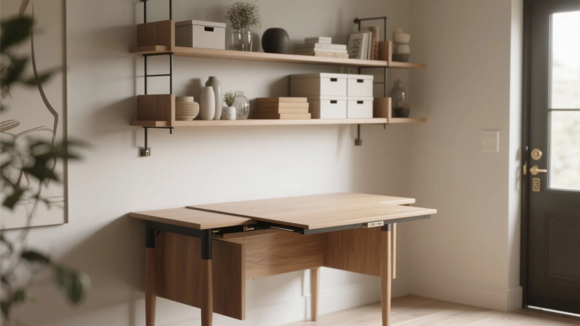 4. Shelved drop-leaf for entry or studio rooms