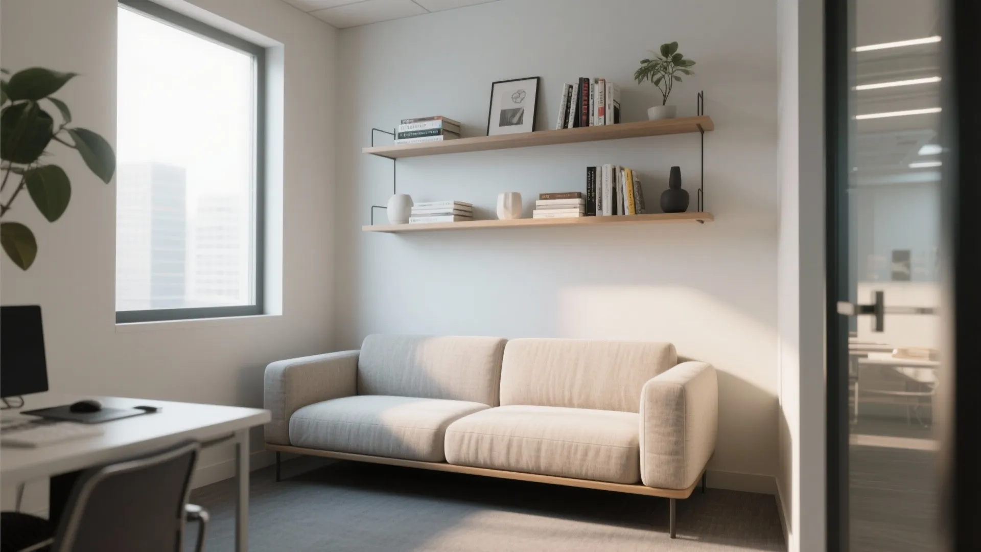 4. Go vertical with shelves above the couch