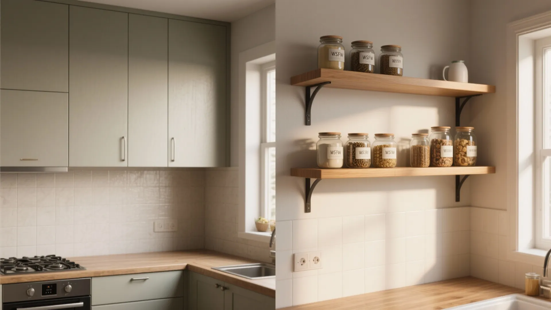 Open shelving with disciplined styling