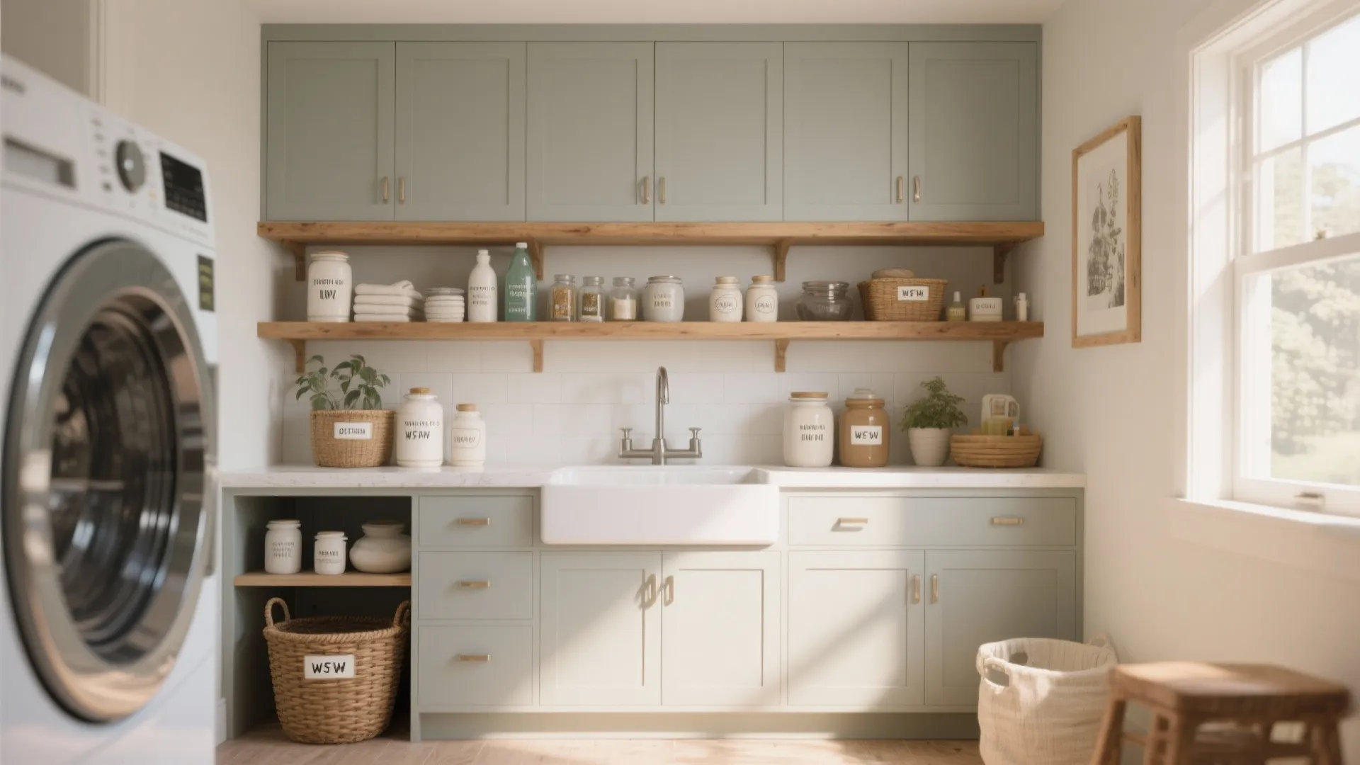 4. Mix of open shelves and cabinet doors