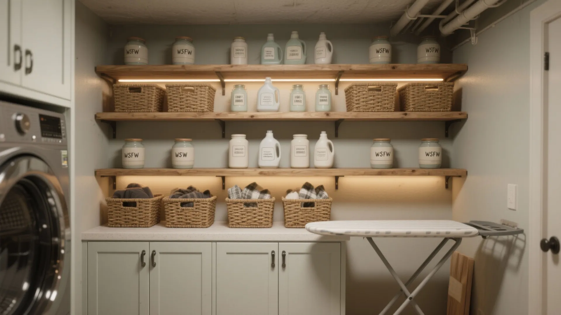 3. Open shelving + closed cabinets for mixed storage