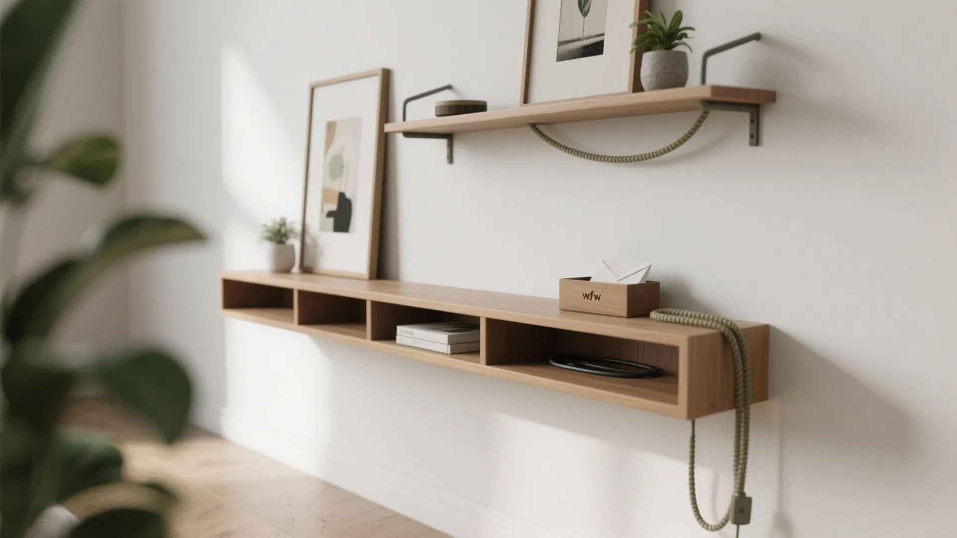 4) Floating Shelves + Wall-Mounted Console: Light Footprint, Heavy Function