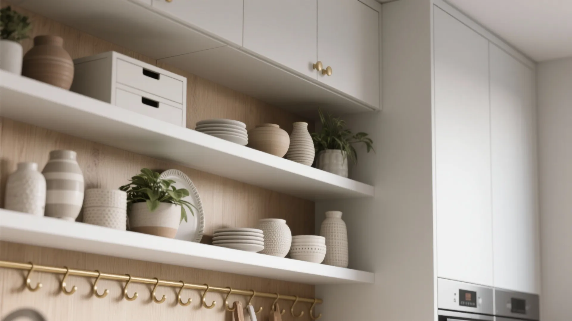 3. Combine Open Shelving with Hidden Storage