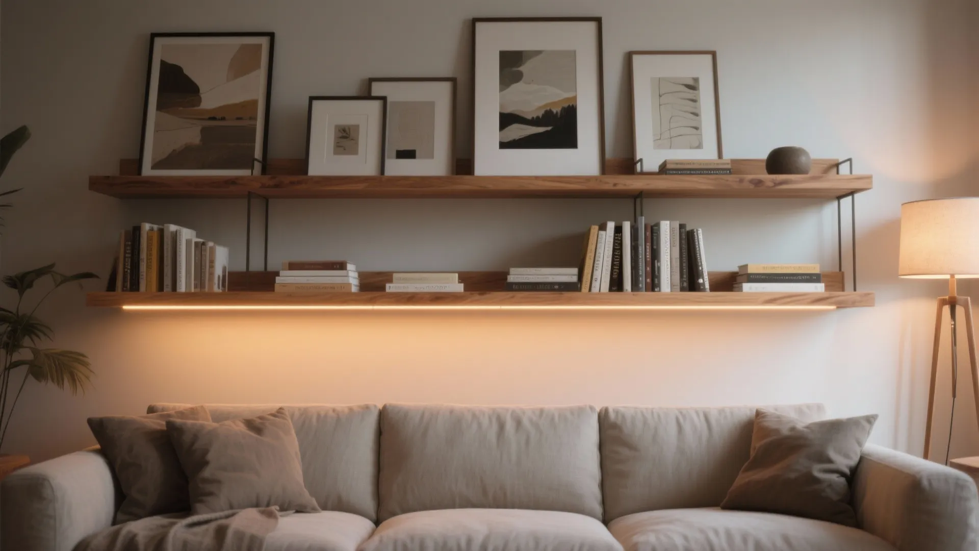 Floating Shelves with Integrated Lighting
