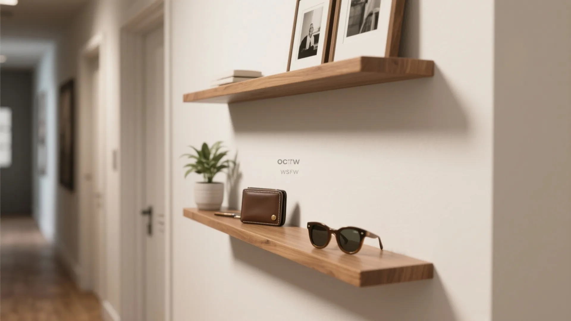 1. Floating shallow ledges for art and essentials