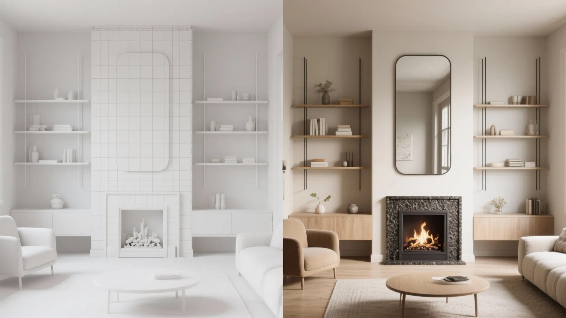 5. Create depth with mirrors, shelves and a 3D mockup