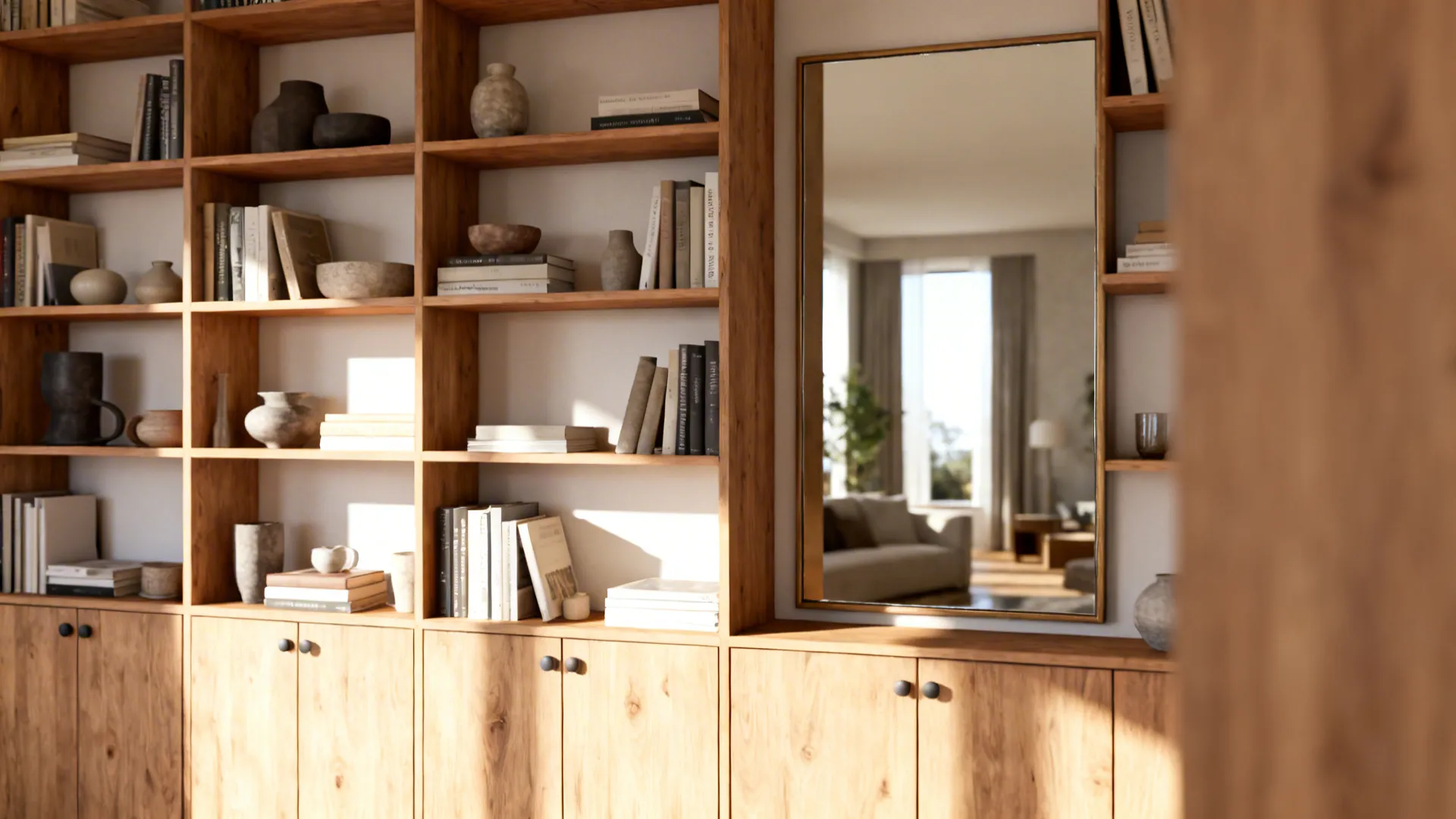 3. Create depth with open shelving and mirrors