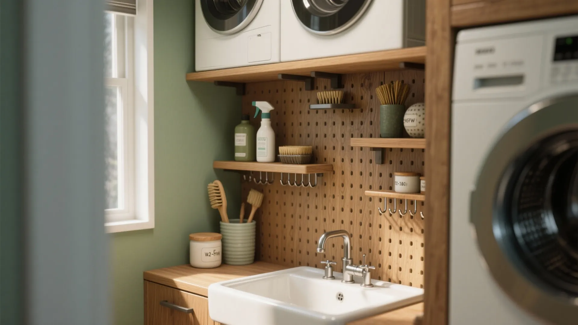 3. Sinks, Shelves, and Pegboards—Layer Your Storage