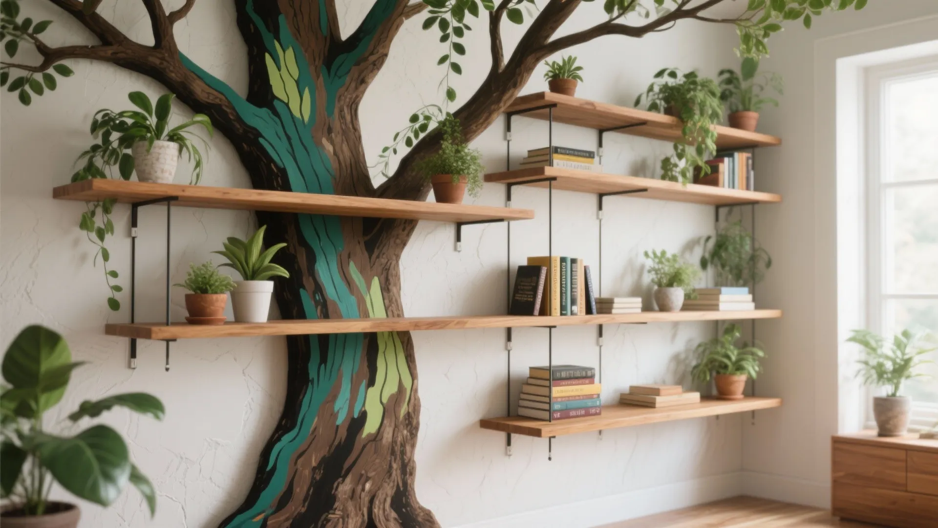 2. Branching Shelves & Painted Tree Combo