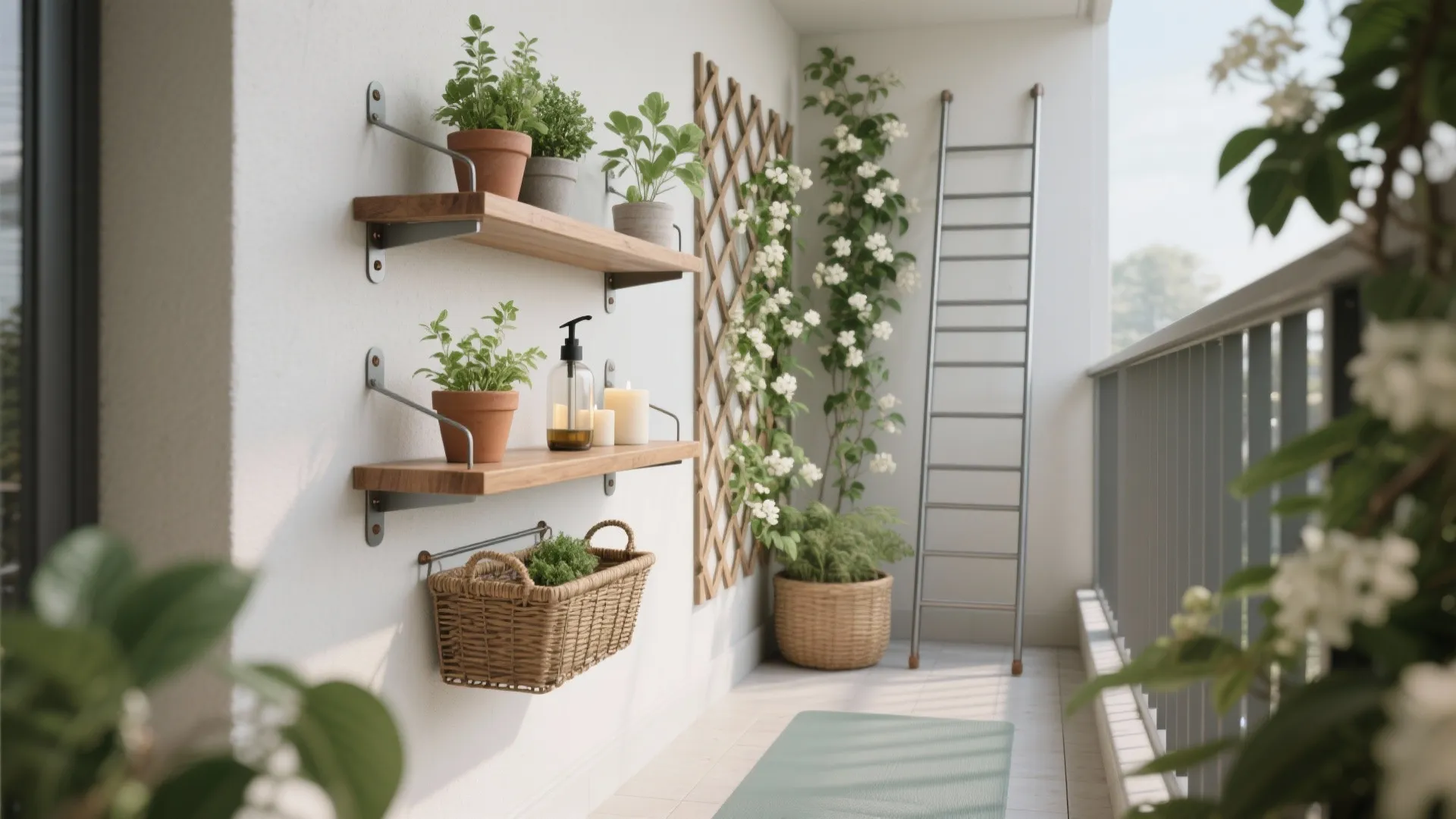 Wall-Mounted Shelves and Trellis Systems