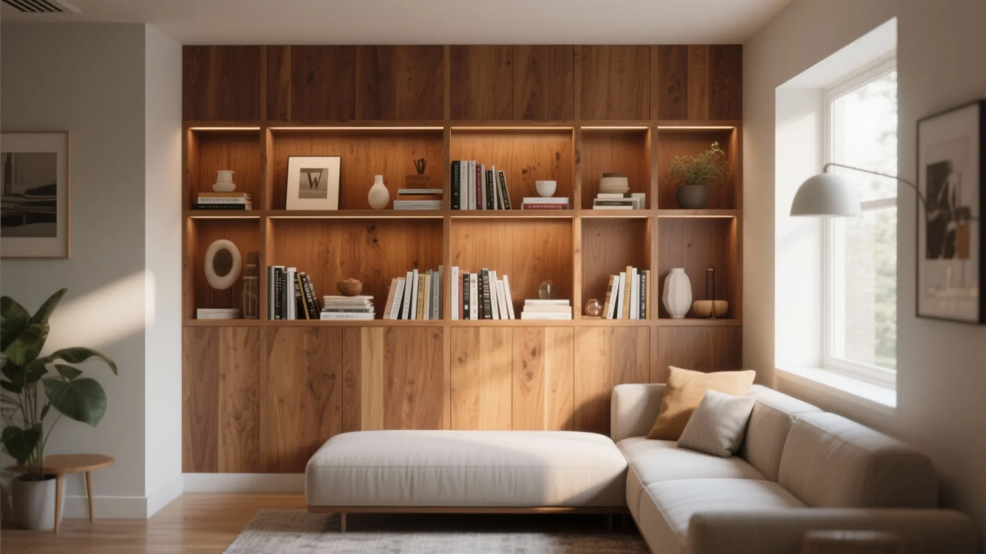 6. Built-in Shelving with Panel Backing