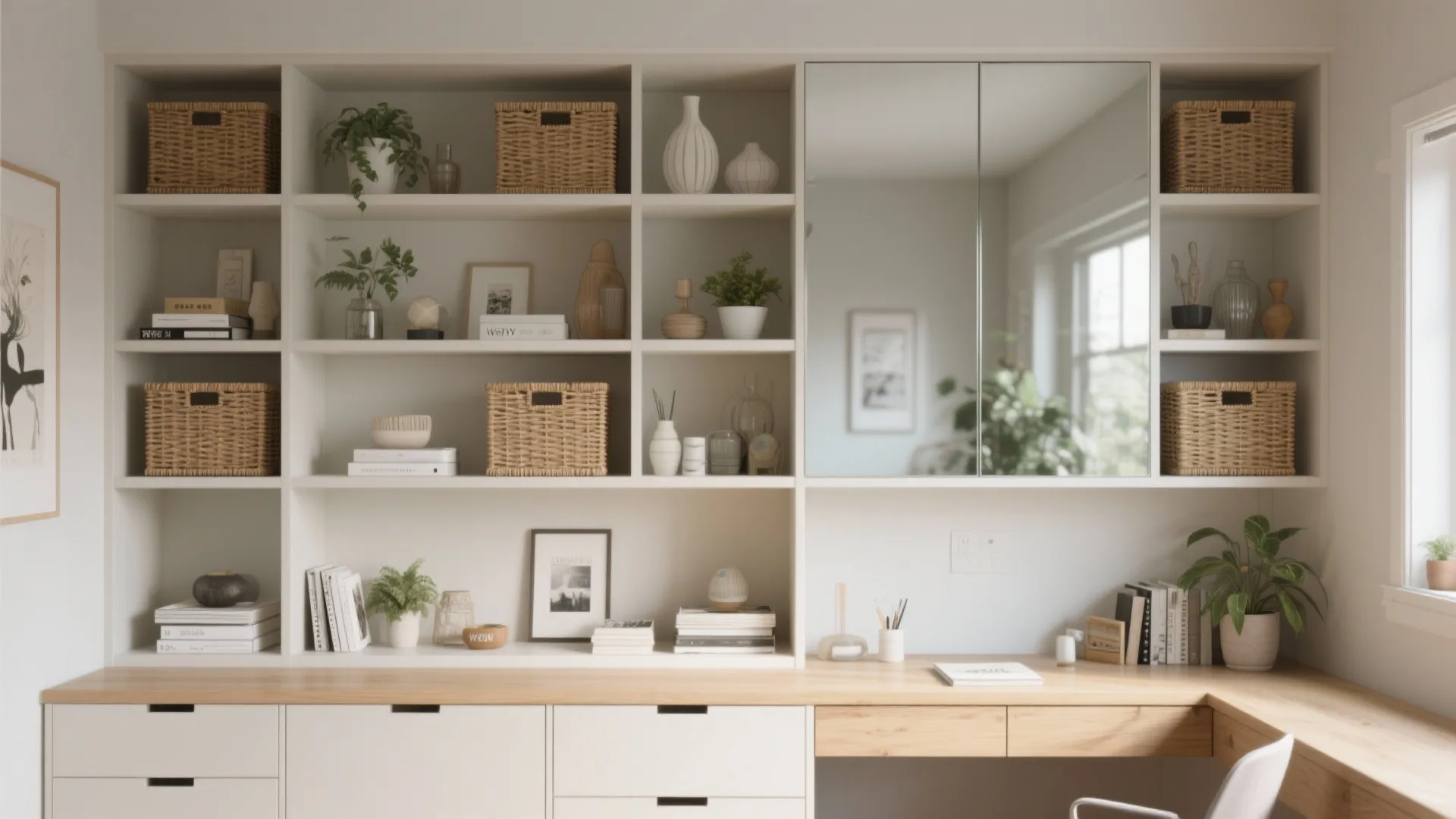 Multi-functional shelving desk