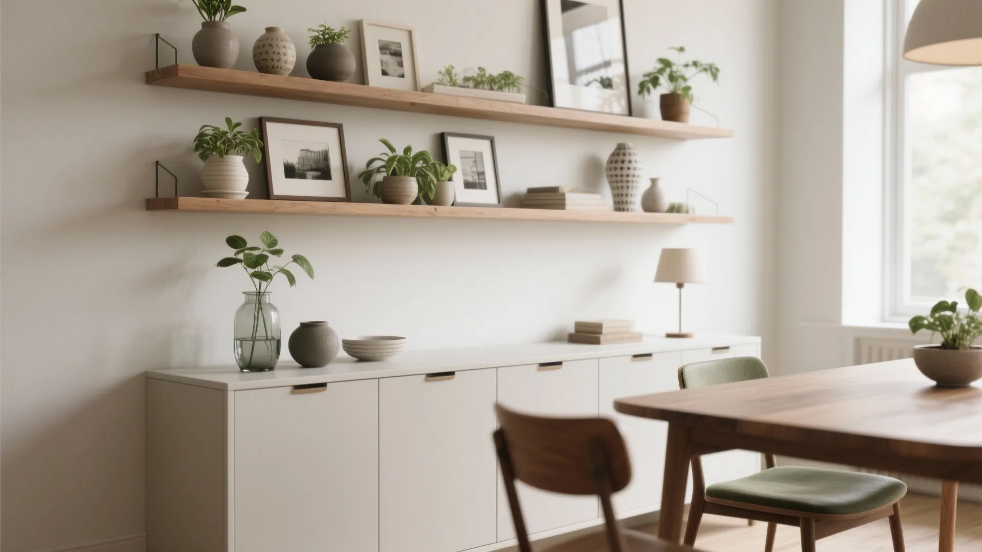 4. Functional shelving with curated objects