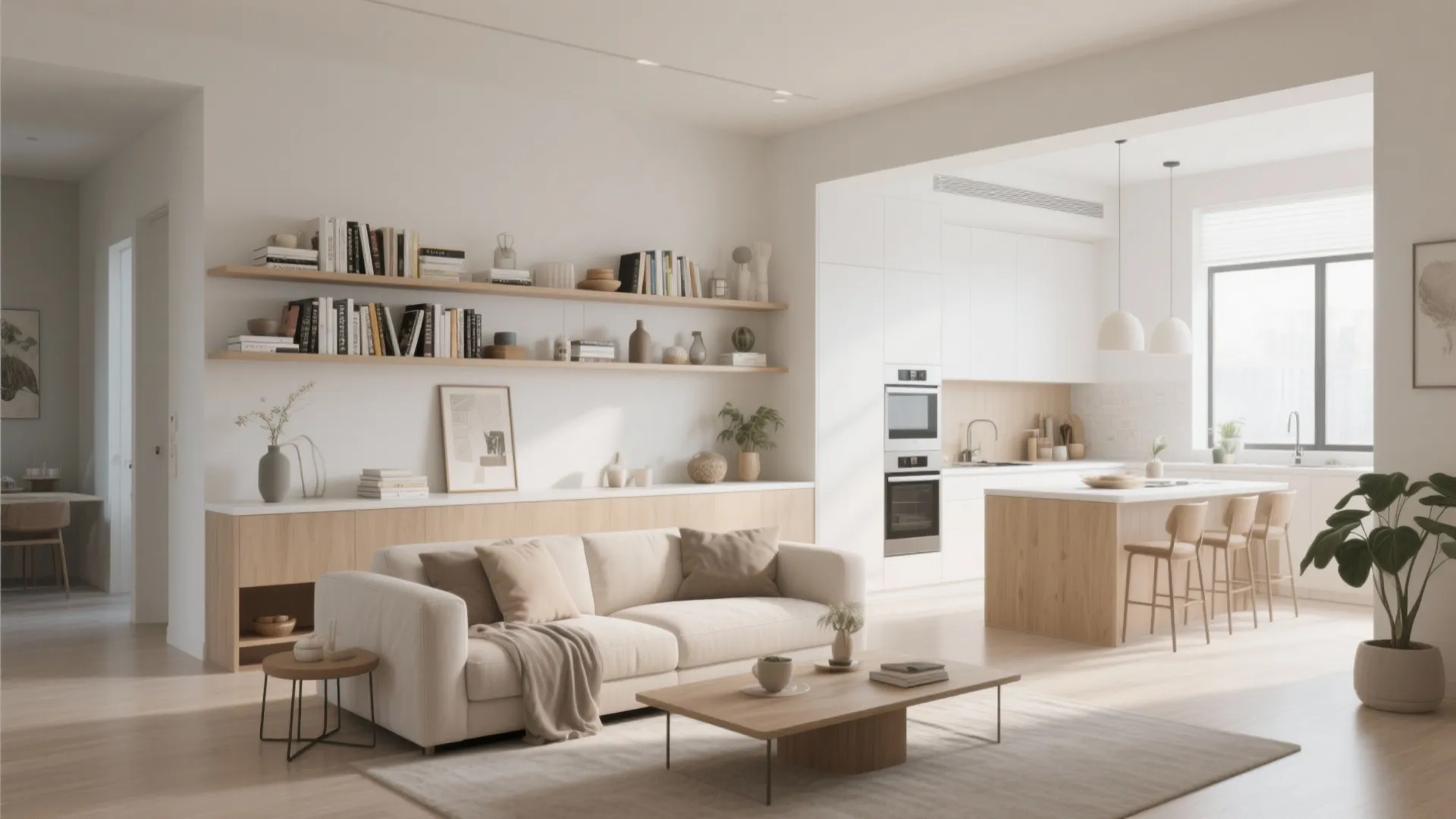 7. Shelving Unit Embedded in Half Wall