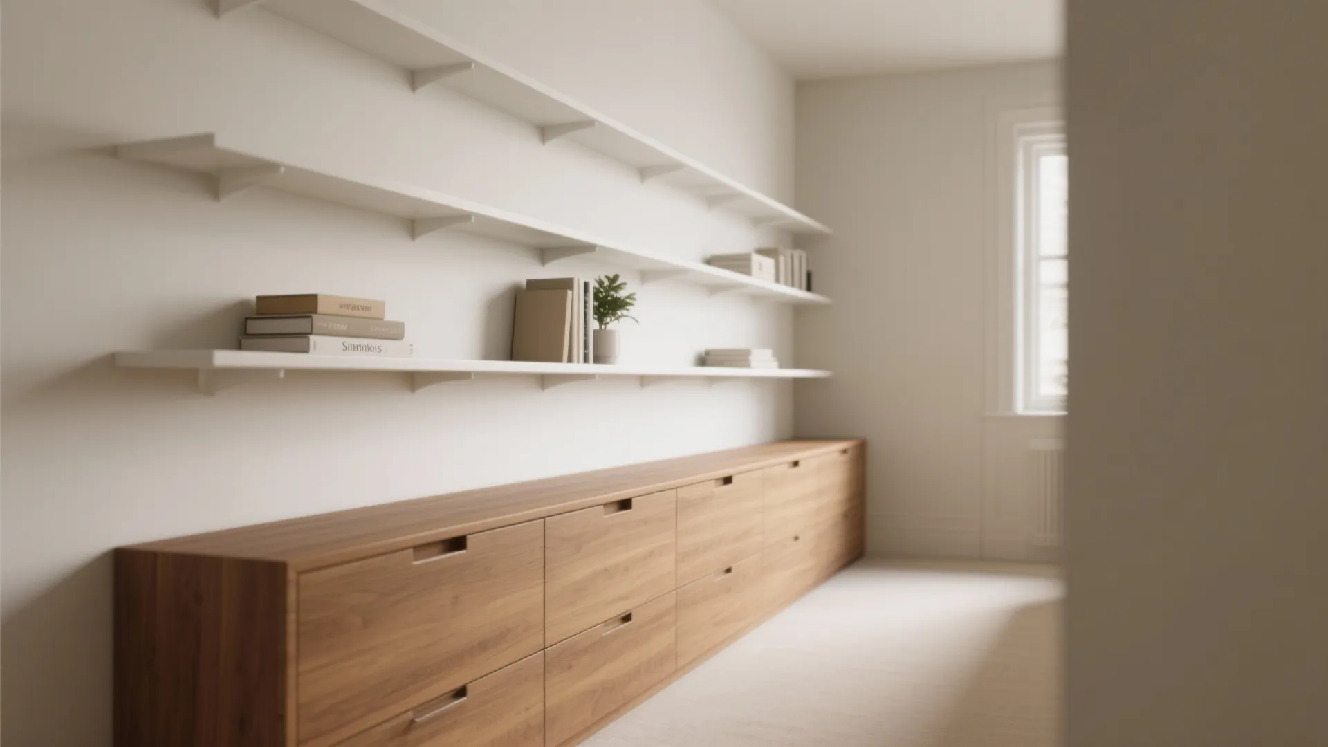 Minimalist shelving with hidden storage