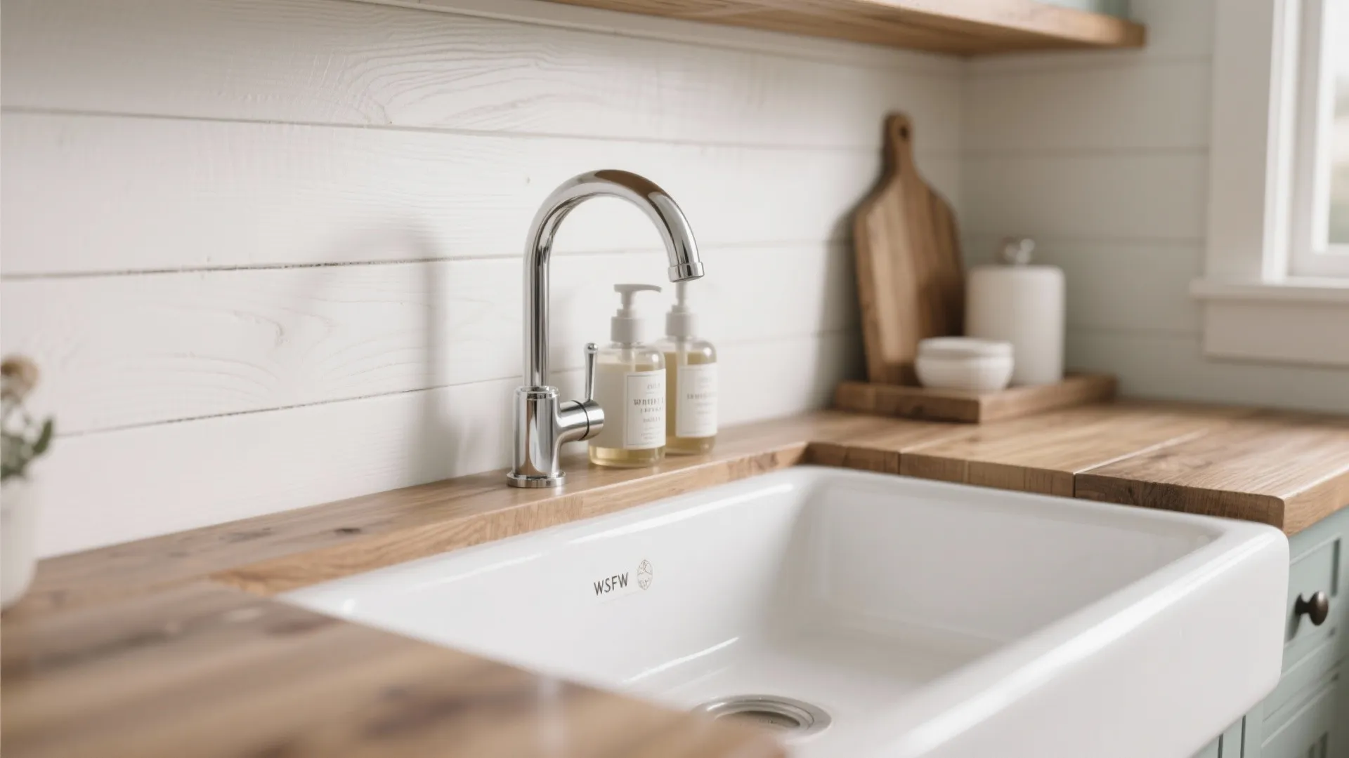4. Shiplap Backsplash Behind Sink Area