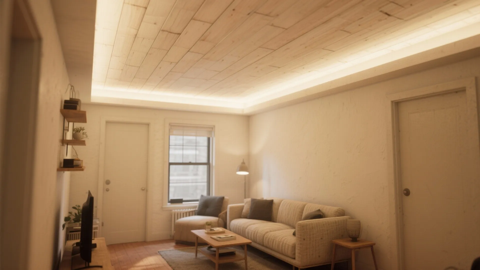 3. Shiplap Ceiling — Warmth Above