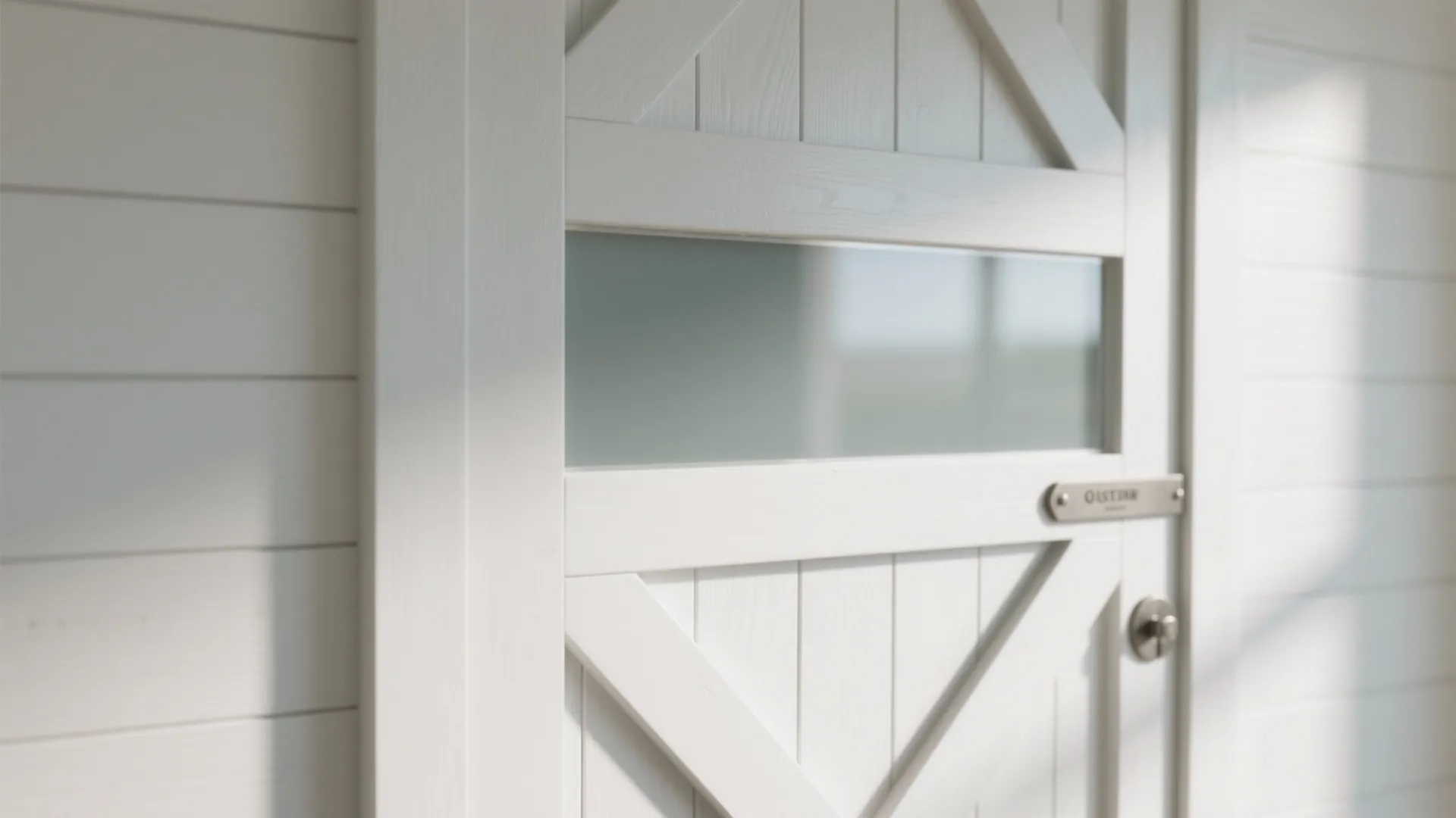 Painted shiplap with frosted glass