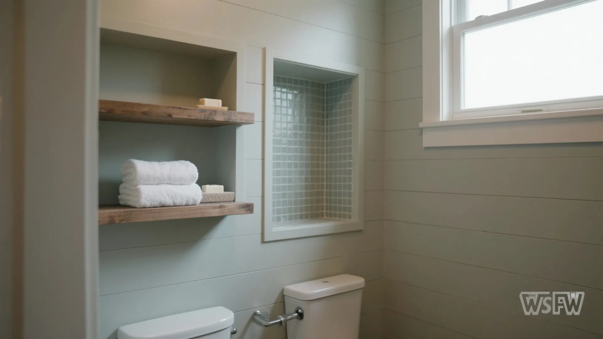 3. Integrate shelves and niches into the shiplap
