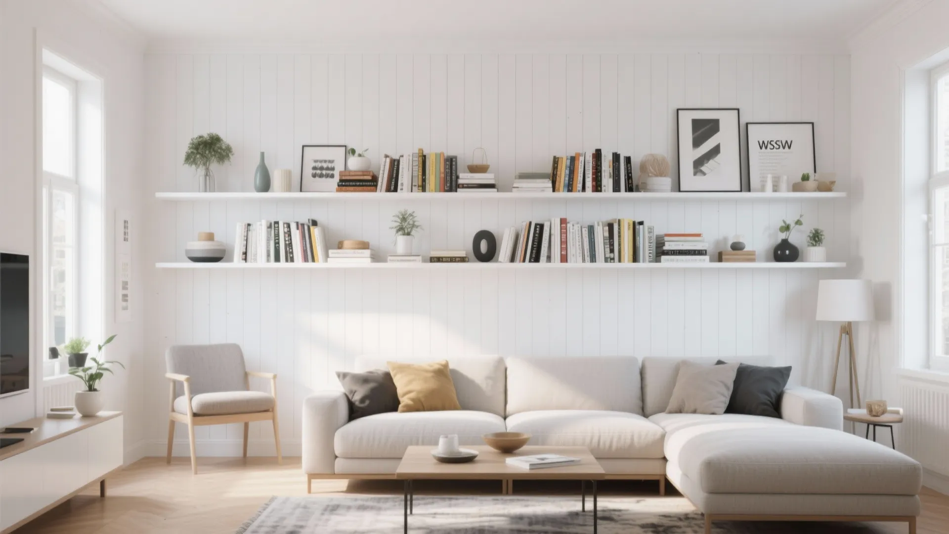 9. Shiplap with Integrated Shelving