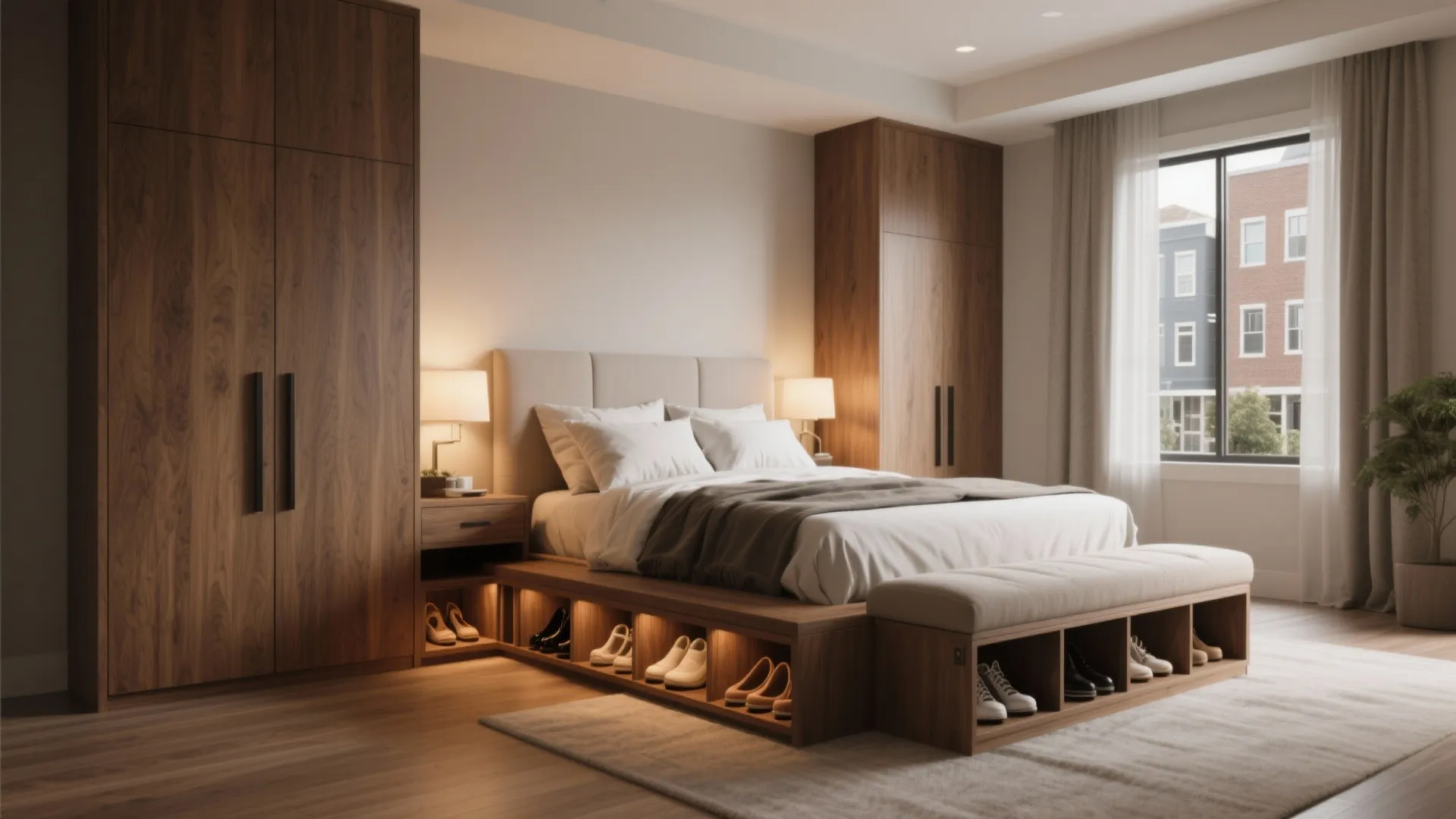 3. Bench with built-in shoe storage