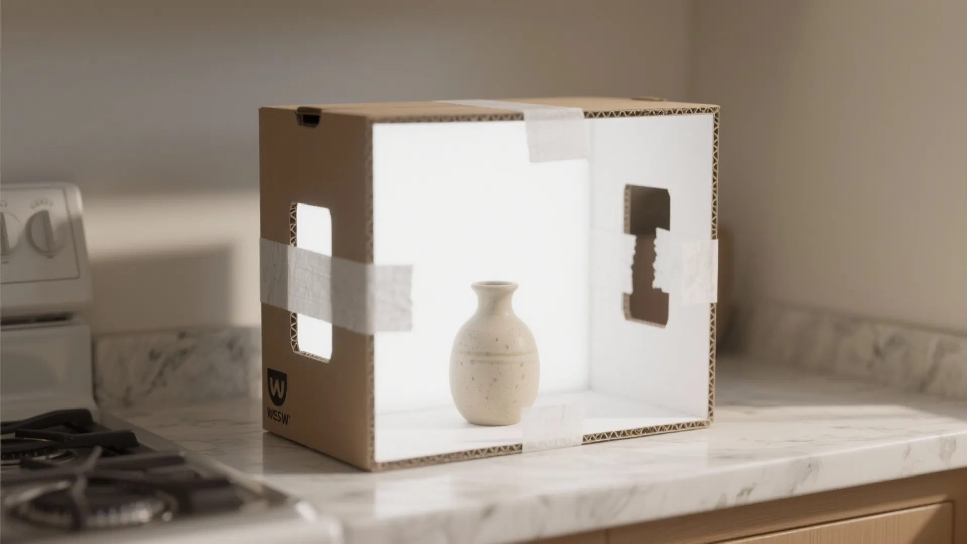 1. Cardboard shoebox light box — cheap and surprisingly good