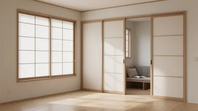 Japanese-Inspired Bedroom with Shoji Sliding Doors