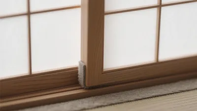 Japanese Shoji Screen Detail with Tatami Flooring