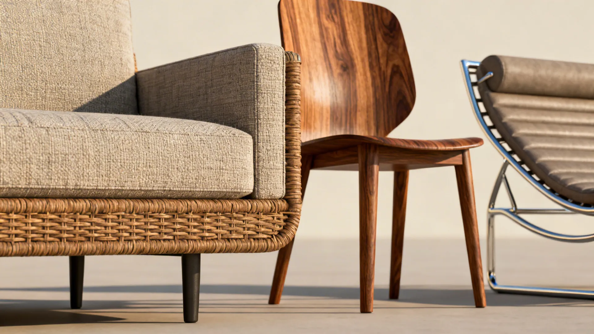 Close-up of furniture material details and alternative picks for shopping guidance