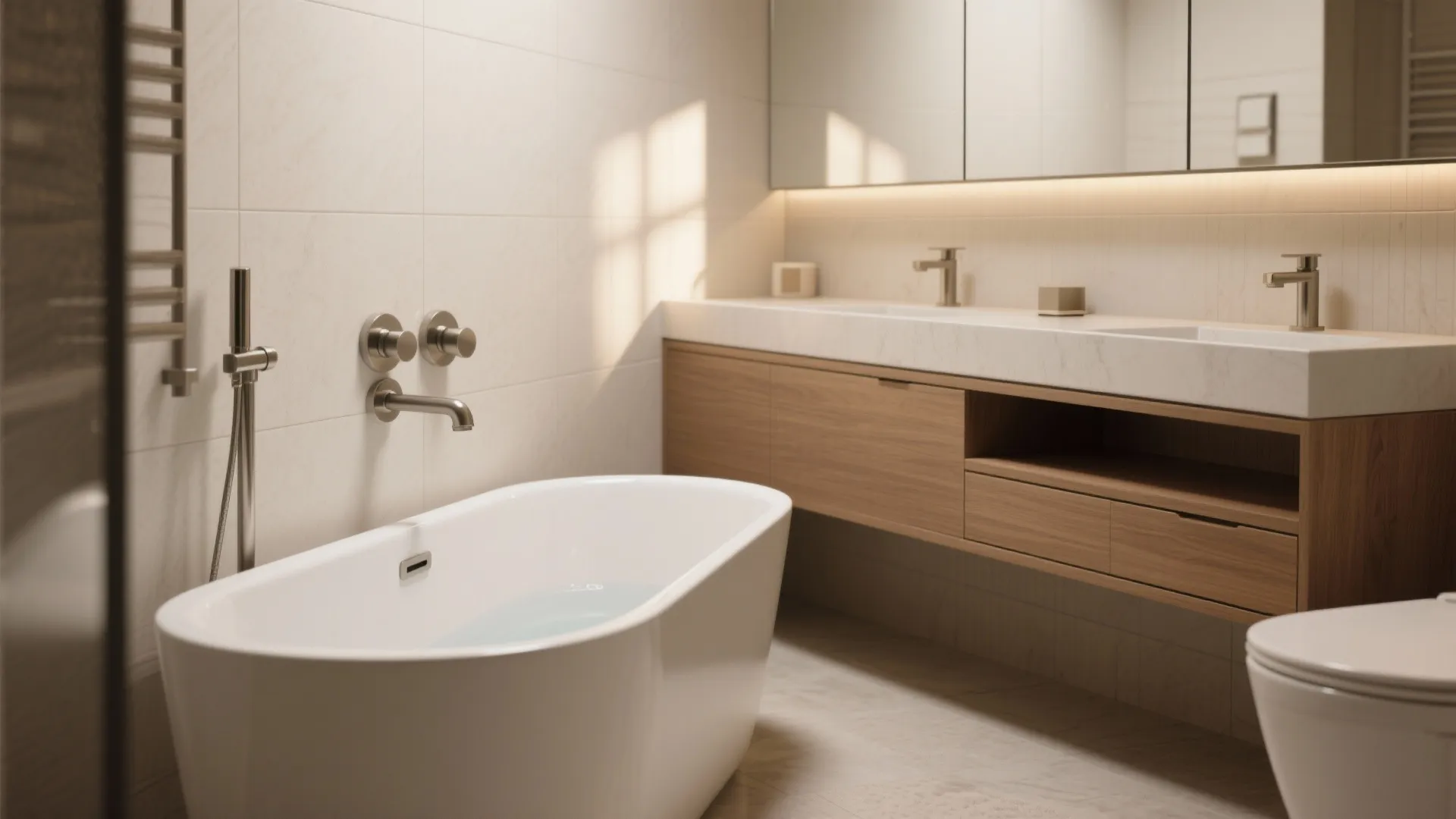 2. Short soaking tubs and wall-mounted fixtures