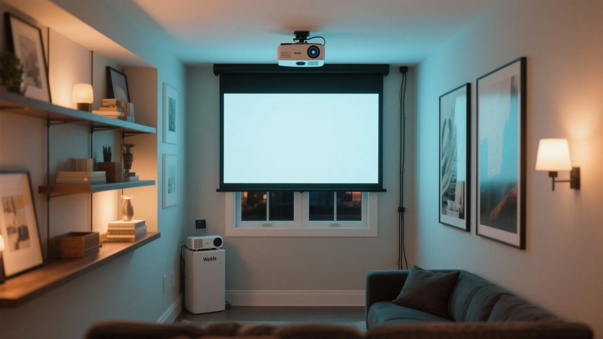 2) Ceiling-friendly short-throw plus a retractable screen