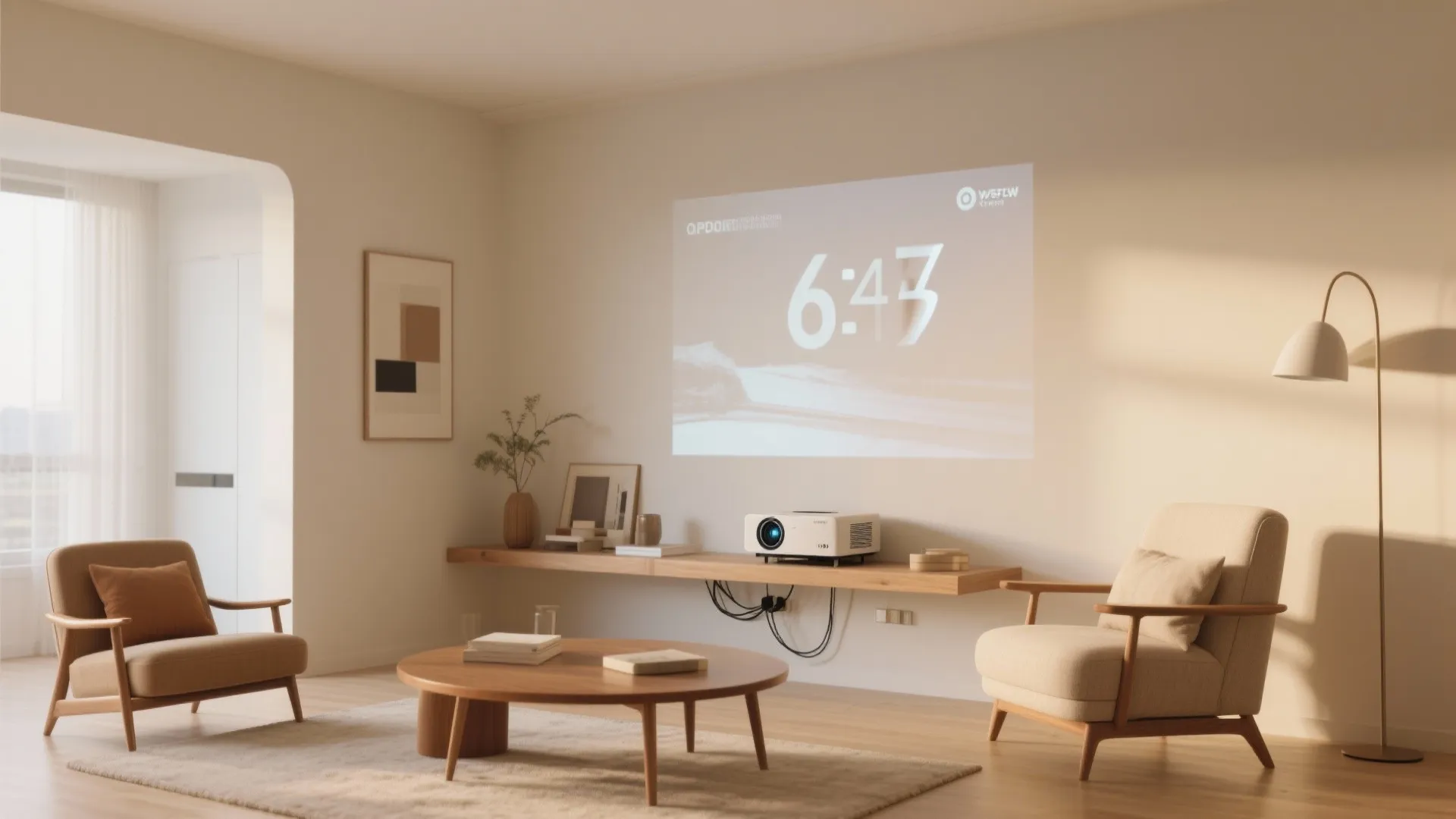 3. Short-Throw Projector on a Floating Shelf