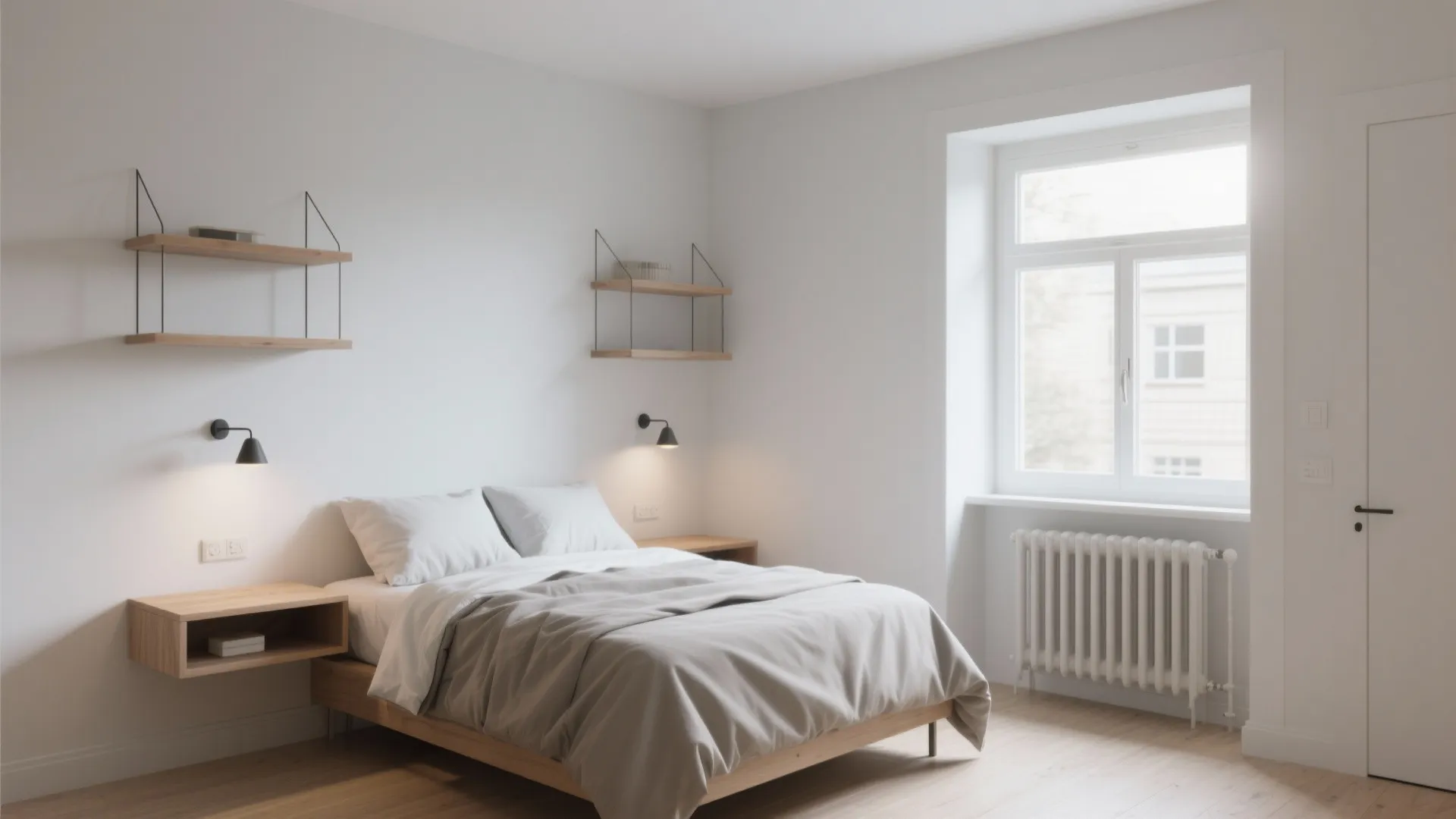 5. Short-wall placement with floating furniture