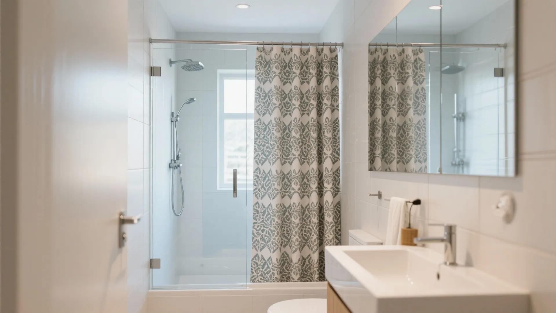 8. Stylish Shower Curtains or Glass Panels