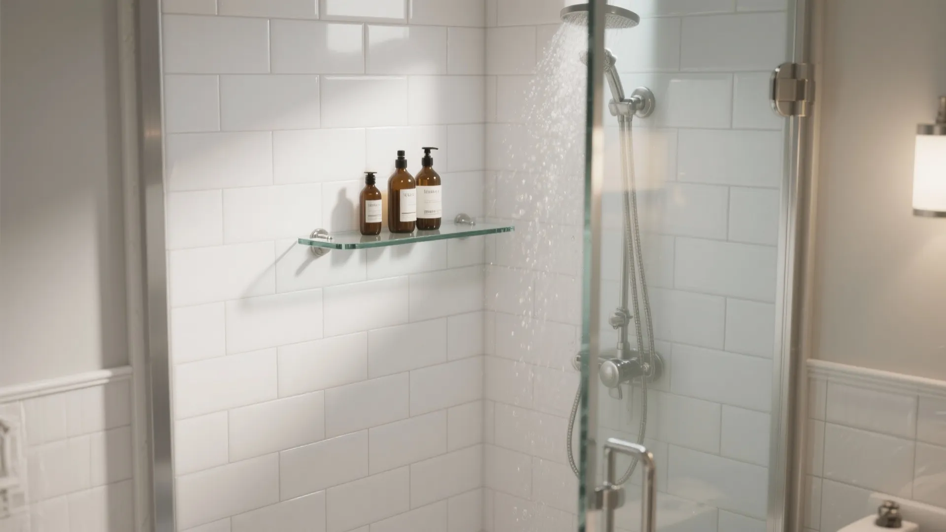 Glass Shelves Inside the Shower