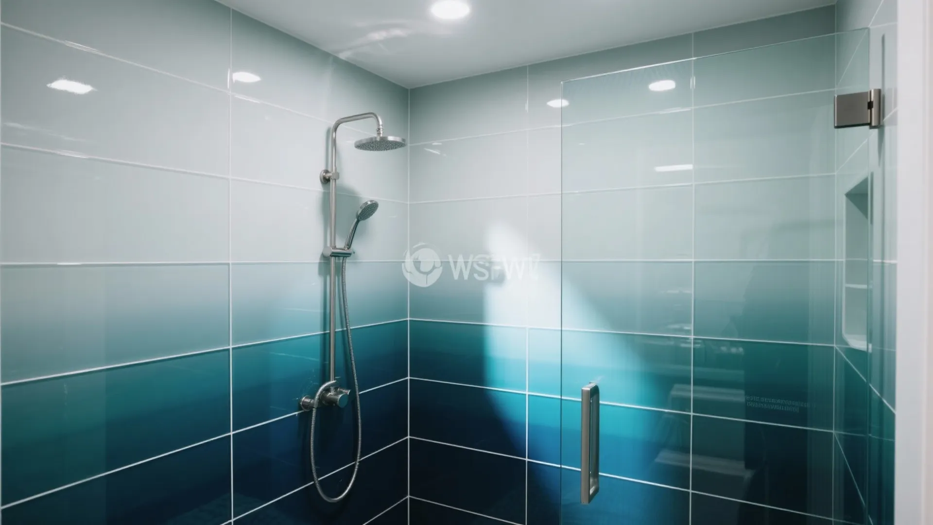 Gradient feature wall in the shower