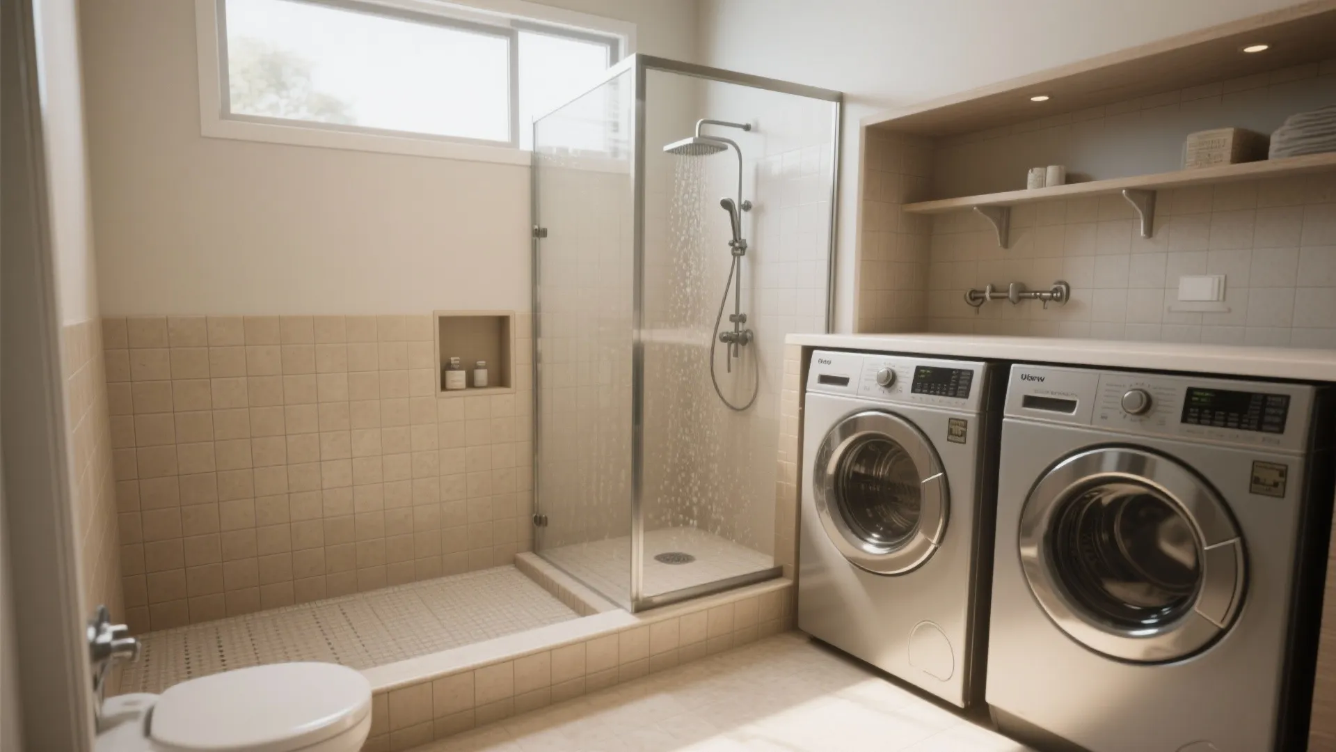 2. Wet Zone Merge: Shower Adjacent Laundry