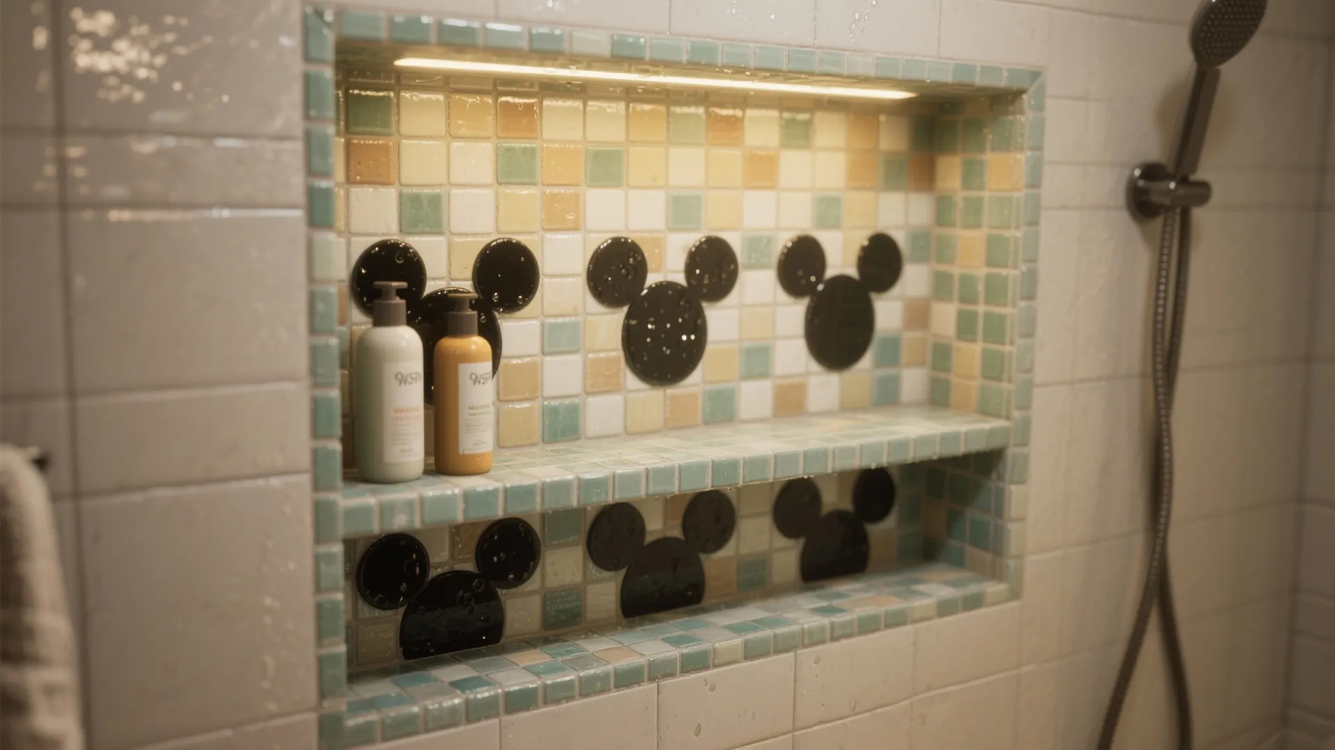 4. Shower Niche with Subtle Graphics