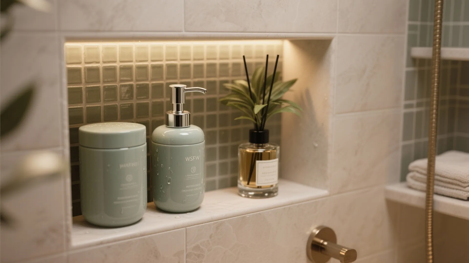 5. Shower Niche Styling and Smart Dispensers