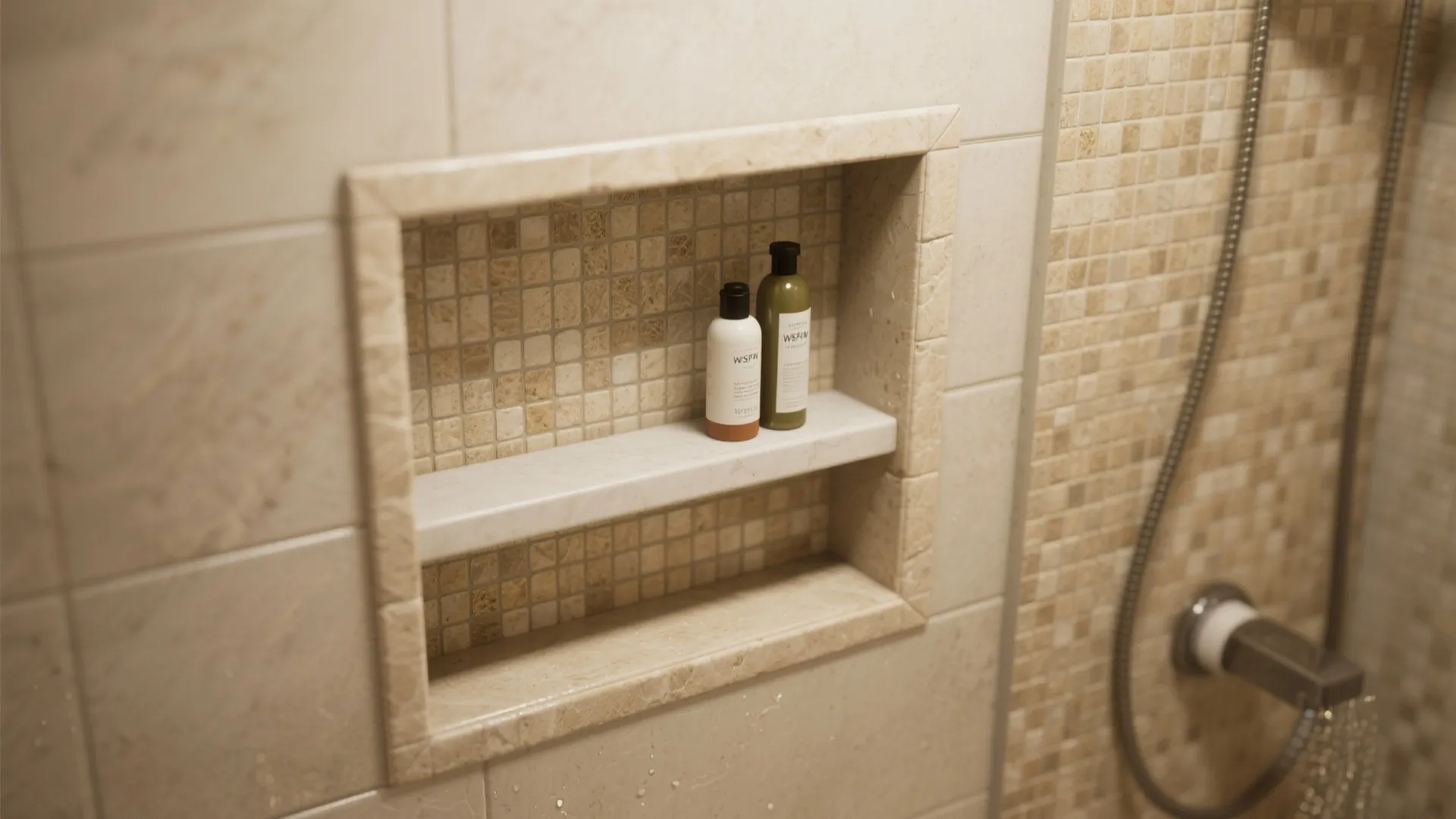 5. Create a shower niche and use mosaics for function and flair