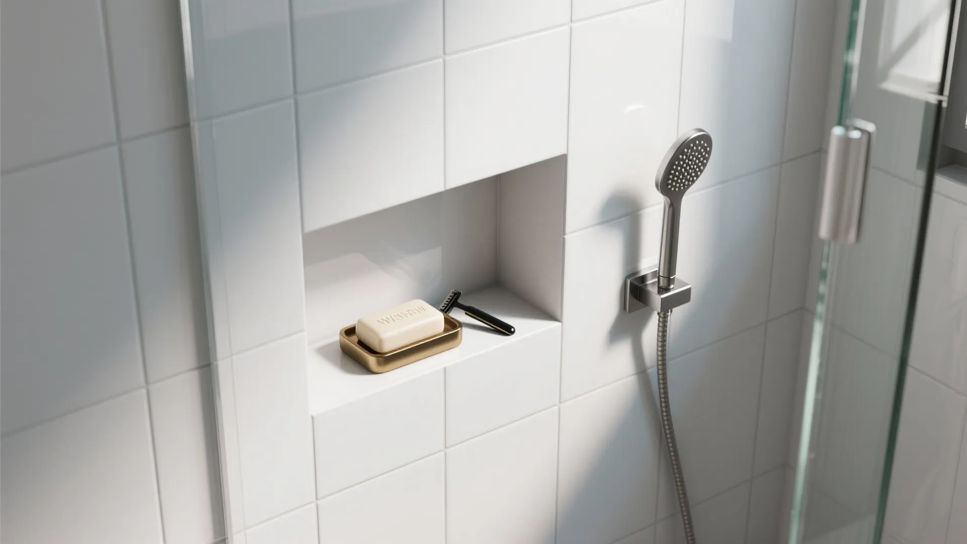 Recessed Shower Niche with Integrated Soap Ledge