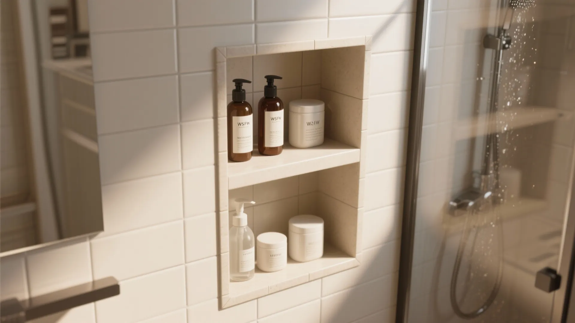 2. Niche shelving inside shower alcoves