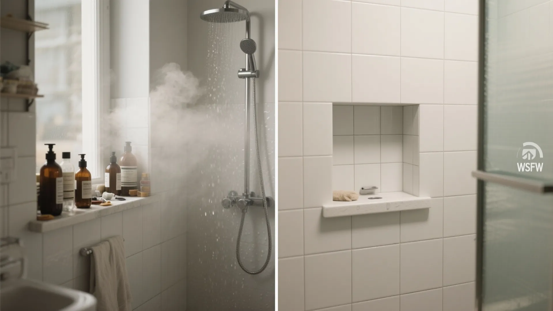 Recessed niches that declutter the shower