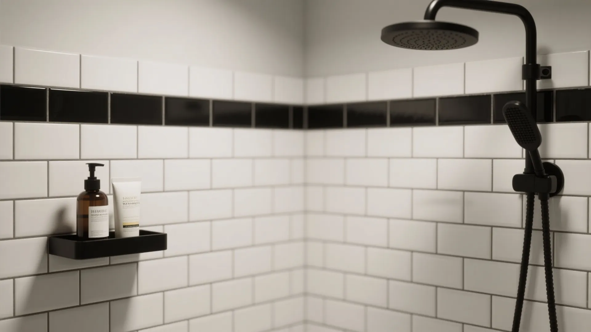 1. Monochrome Minimalist Shower Niche