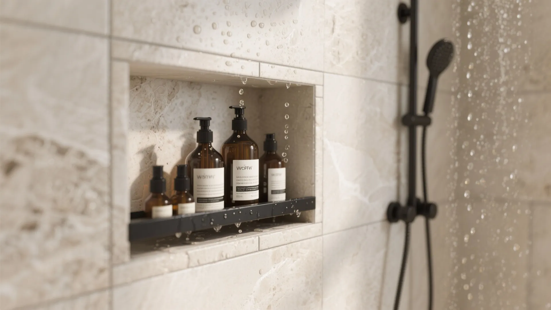 2) Spa shower with practical niches (skip the oversized tub)