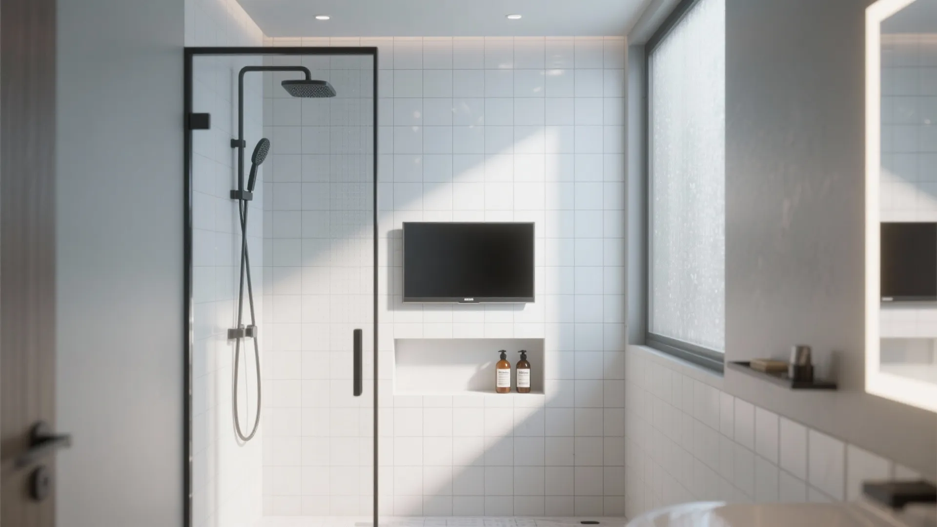 4. Shower-safe TV niche